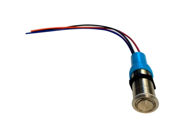 Bluewater 22mm Push Button Switch - Off/(On) Momentary Contact - Blue/Red LED - Image 2