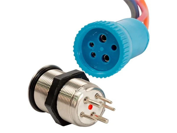 Bluewater 22mm Push Button Switch - Off/(On) Momentary Contact - Blue/Red LED