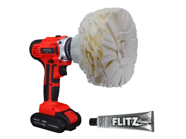 Flitz Buff Ball - Large 5" - White w/1.76oz Tube Flitz Polish