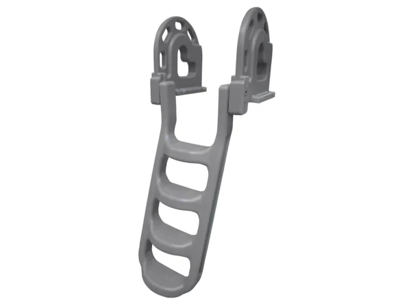 Dock Edge Stand-Off Flip-Up Polyethylene Roto Molded 4-Step Dock Ladder - Grey