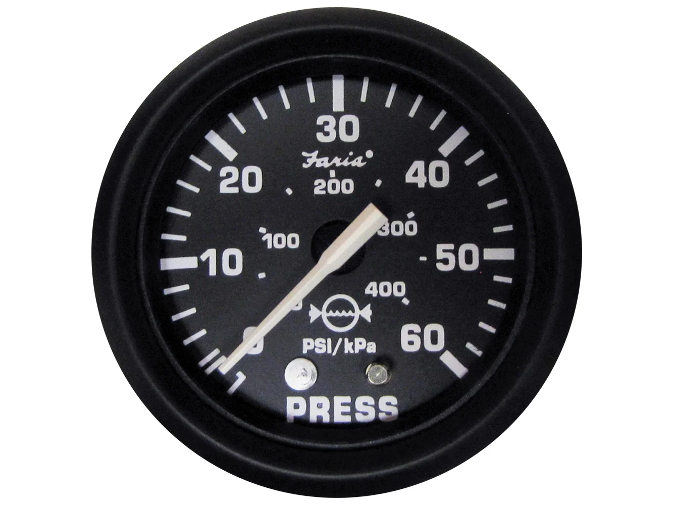 Faria Euro Black 2" Water Pressure Gauge (60 PSI) - Nautasea Boatworks