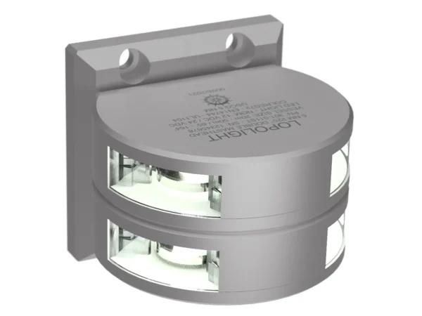 Lopolight Series 301-011 - Double Stacked Masthead Light - 5NM - Vertical Mount - White - Silver Housing