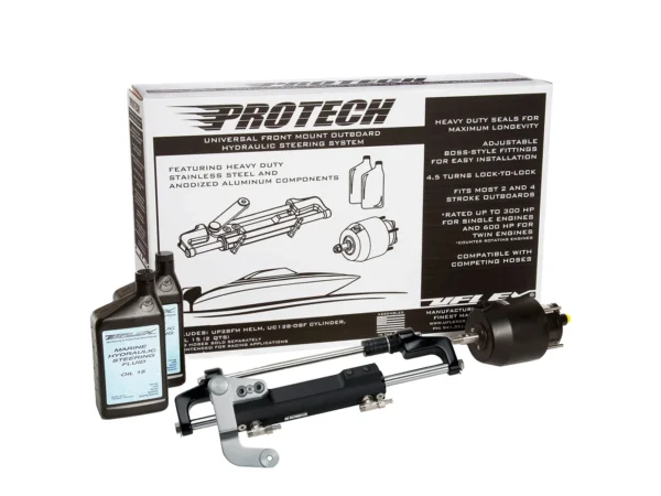 Uflex PROTECH 3.1 Front Mount OB Hydraulic System - Includes UP28 FM Helm, Oil & UC128-TS/3 Cylinder - No Hoses