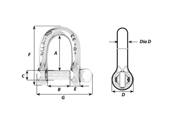 Wichard Self-Locking D Shackle - Diameter 4mm - 5/32" - Image 2