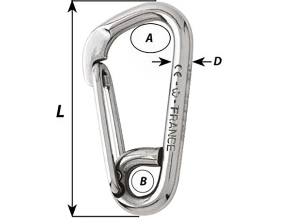 Wichard Asymmetric Carbine Hook - Length 100mm - 13/32" - Image 2