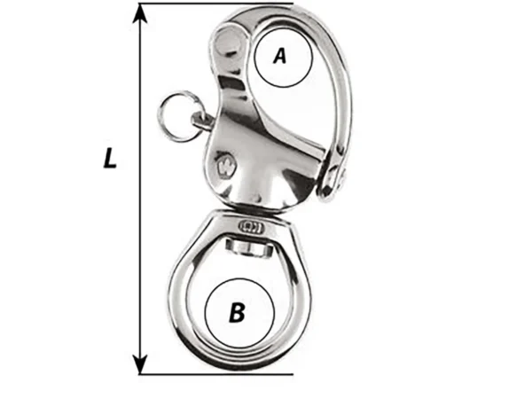 Wichard HR Snap Shackle - Large Bail - Length 80mm - Image 2