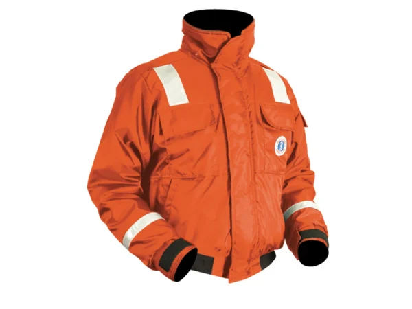 Mustang Classic Flotation Bomber Jacket w/Reflective Tape - Orange - Small