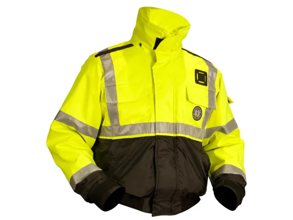 Mustang ANSI High Vis Flotation Bomber Jacket - Fluorescent Yellow/Green/Black - Large