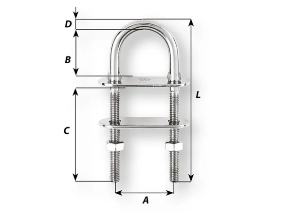 Wichard U-Bolt Pad Eye - 6mm Diameter - 15/64" - 90mm Length - 3-35/64" - Image 2