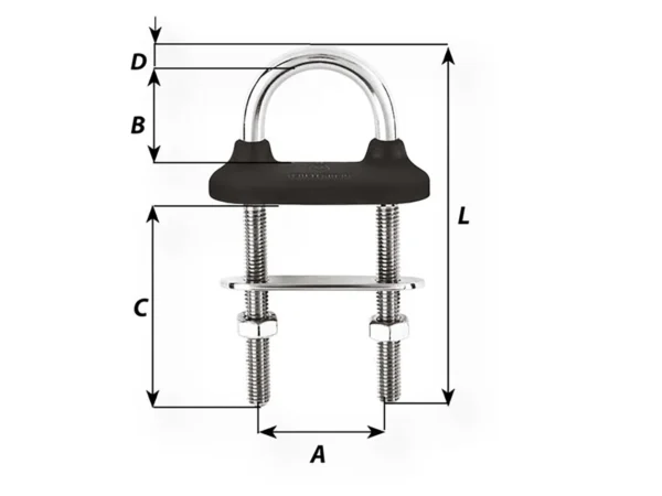 Wichard Black Watertight U-bolt - 5mm Diameter - 13/64" - 60mm Length - 2-23/64" - Image 2