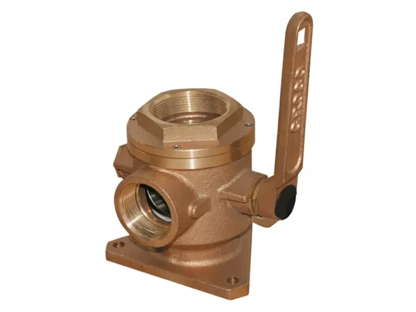 GROCO 4" Bronze Flanged Seacock & Adaptor w/3" NPT Side Port