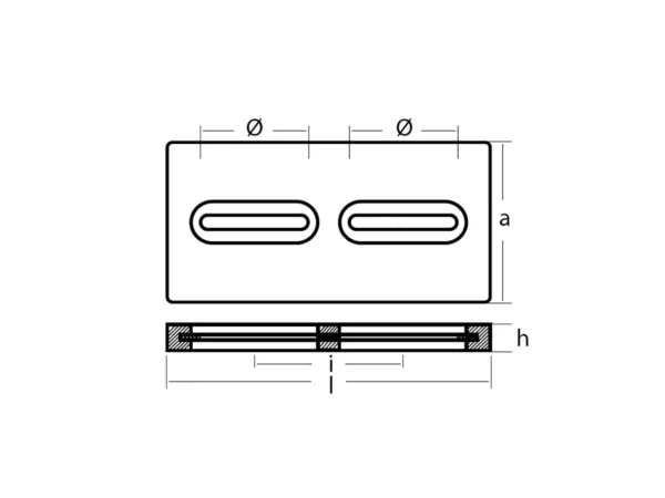 Tecnoseal Rectangular Zinc Plate Anode w/Inserts - 12" x 6" x 1" - Image 2