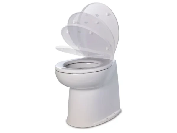 Jabsco Deluxe Flush 14" Straight Back 24V Freshwater Electric Marine Toilet w/Solenoid Valve & Soft Close Lid