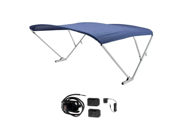 SureShade Battery Powered Bimini - Clear Anodized Frame & Navy Fabric