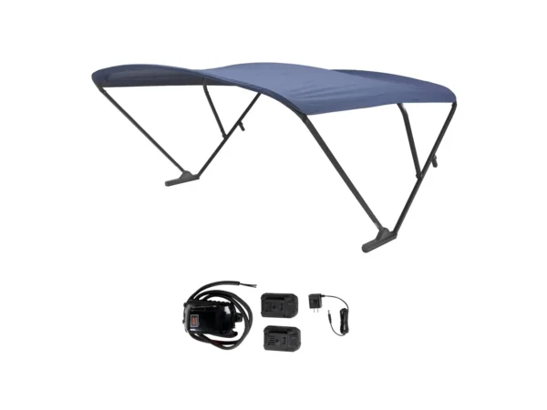 SureShade Battery Powered Bimini - Black Anodized Frame & Navy Fabric