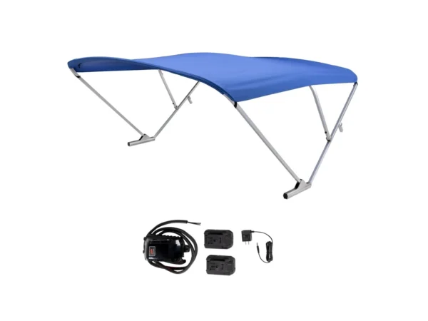 SureShade Battery Powered Bimini - Clear Anodized Frame & Pacific Blue Fabric