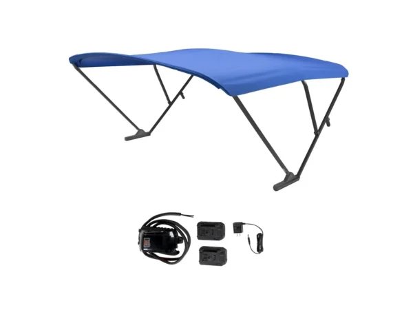 SureShade Battery Powered Bimini - Black Anodized Frame & Pacific Blue Fabric